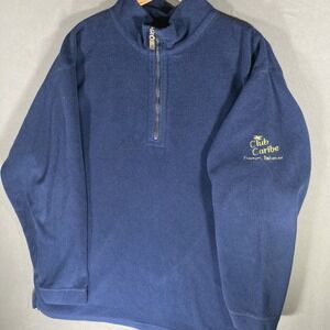 Mens Quarter Zip Sweatshirt XL Blue Bahamas Embroidered Pullover Casual